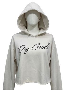 Originality XS Crop Hoodie - light beige cotton designer pullover sweatshirt